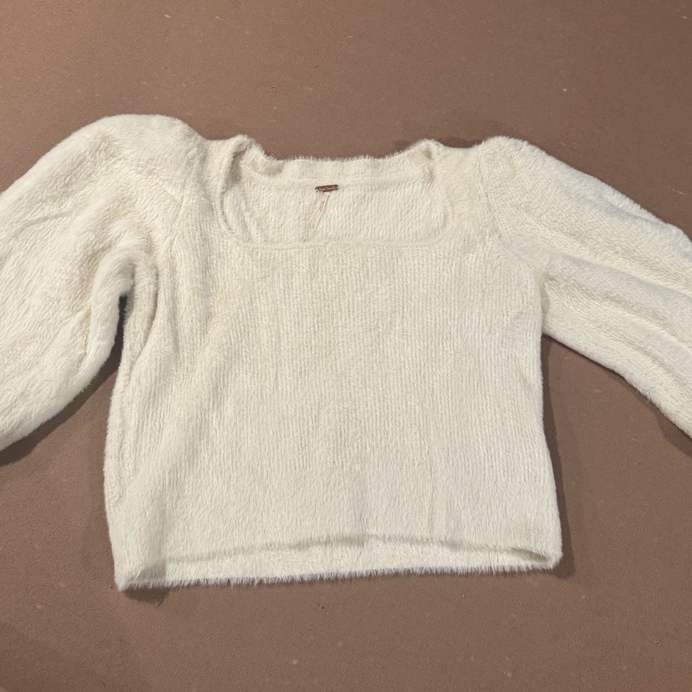 Cropped White Free People Sweater